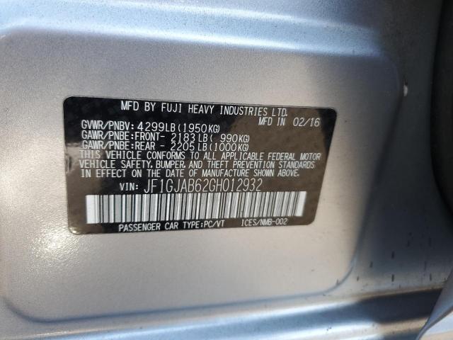 2016 SUBARU IMPREZA PR JF1GJAB62GH012932