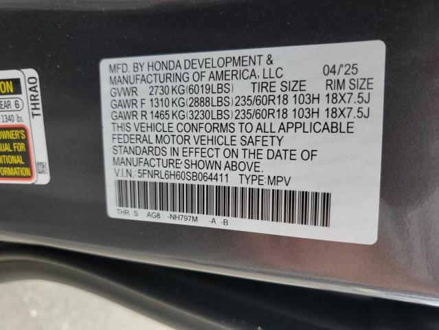 2025 HONDA ODYSSEY EXL 5FNRL6H60SB064411