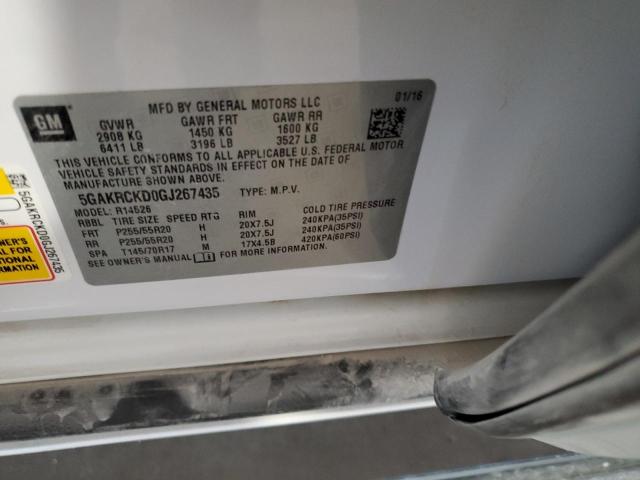 2016 BUICK ENCLAVE 5GAKRCKD0GJ267435