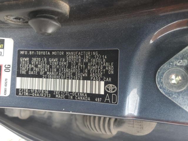 2015 TOYOTA COROLLA L - 2T1BURHE6FC321878