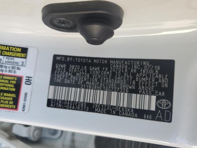 2016 TOYOTA COROLLA - 2T1BURHE1GC727326