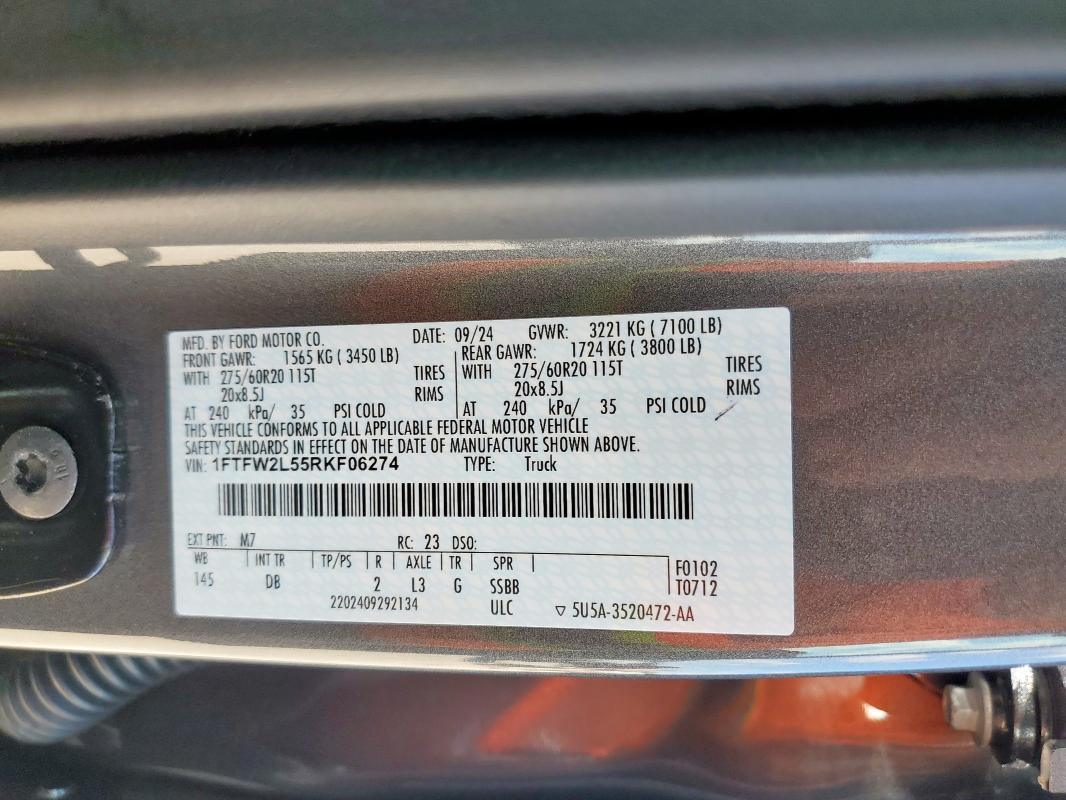 2024 FORD F150 STX 1FTFW2L55RKF06274