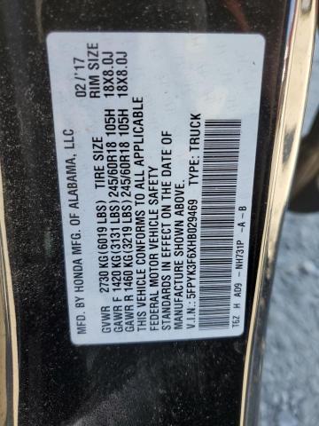 2017 HONDA RIDGELINE 5FPYK3F6XHB029469