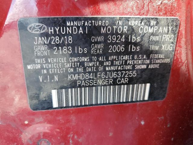 2018 HYUNDAI ELANTRA SE KMHD84LF6JU637255