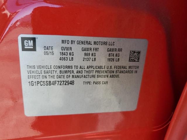 2015 CHEVROLET CRUZE LT 1G1PC5SB4F7272948