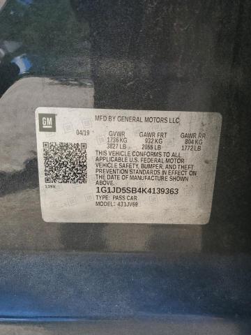 2019 CHEVROLET SONIC LT 1G1JD5SB4K4139363