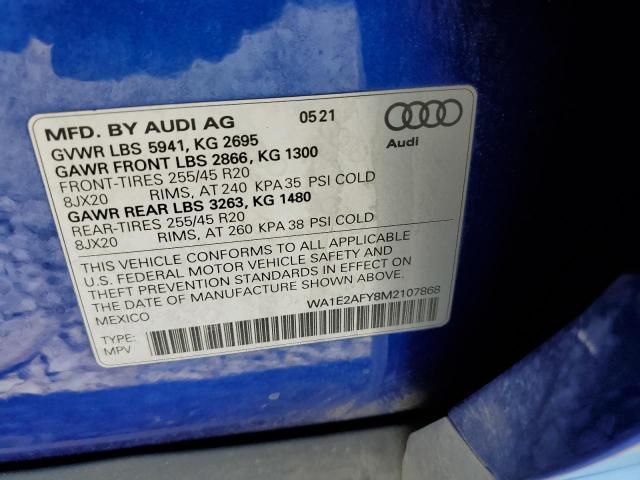 2021 AUDI Q5 E PREMI WA1E2AFY8M2107868