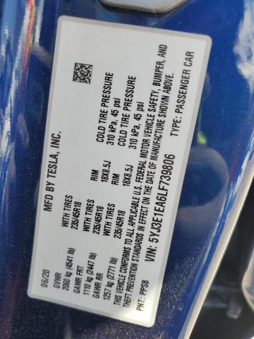 2020 TESLA MODEL 3 - 5YJ3E1EA6LF739806