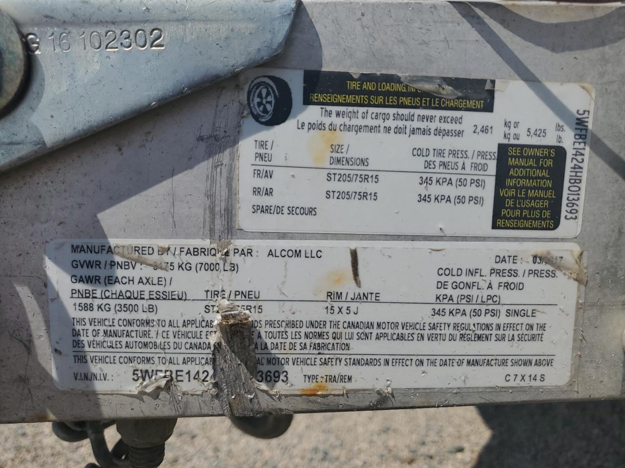 Lot #3212604303 2017 ALCOM TRAILER