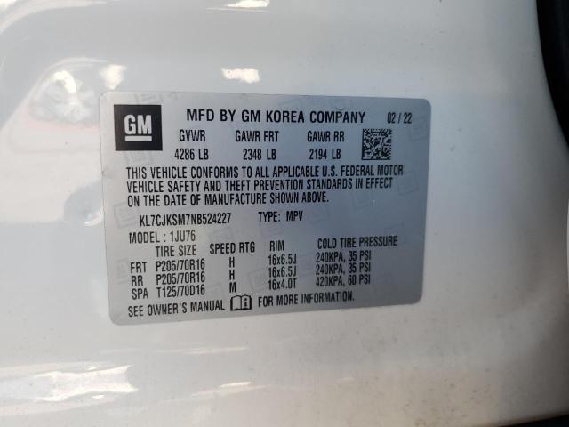 2022 CHEVROLET TRAX LS KL7CJKSM7NB524227