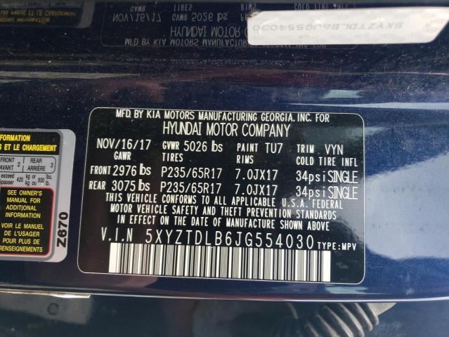 2018 HYUNDAI SANTA FE S - 5XYZTDLB6JG554030
