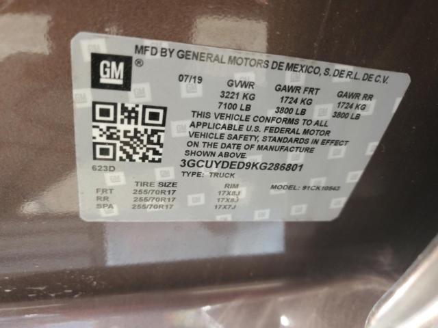 2019 CHEVROLET SILVERADO - 3GCUYDED9KG286801