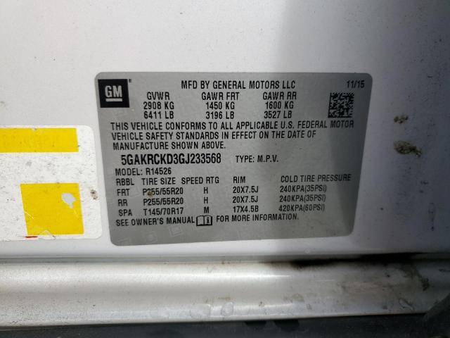 2016 BUICK ENCLAVE 5GAKRCKD3GJ233568