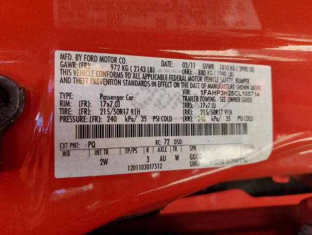 2012 FORD FOCUS SEL - 1FAHP3H25CL105714