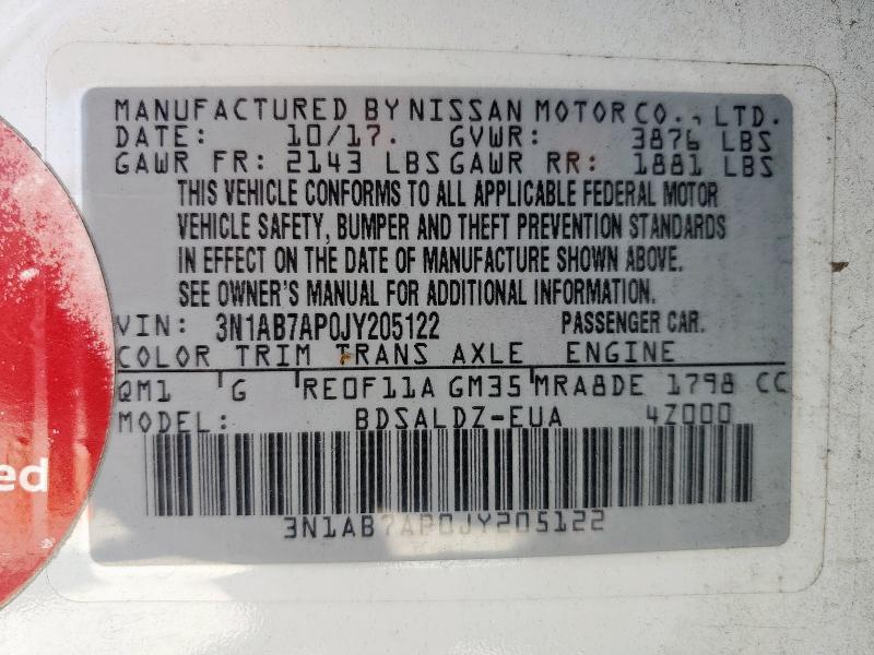 2018 NISSAN SENTRA S 3N1AB7AP0JY205122