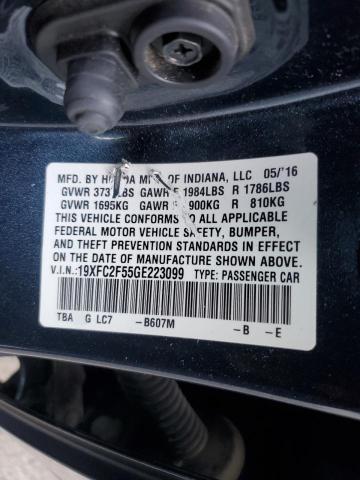 2016 HONDA CIVIC LX 19XFC2F55GE223099