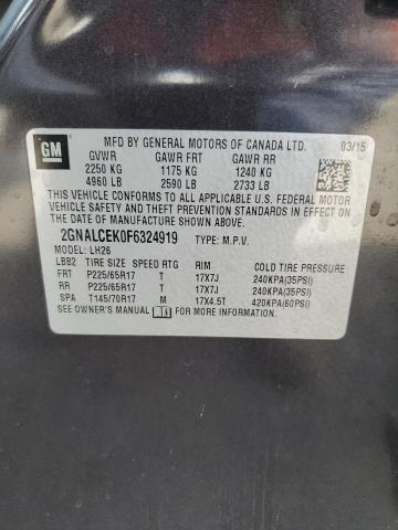 2015 CHEVROLET EQUINOX LT 2GNALCEK0F6324919