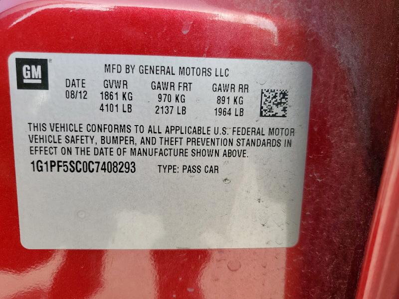 2012 CHEVROLET CRUZE LT - 1G1PF5SC0C7408293