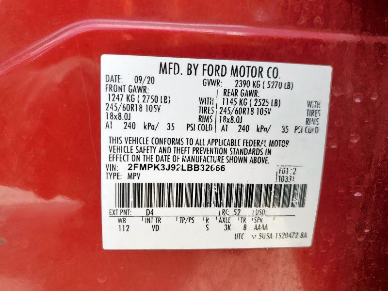 2020 FORD EDGE SEL - 2FMPK3J92LBB32666