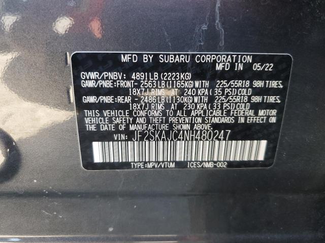 2022 SUBARU FORESTER S JF2SKAJC4NH480247