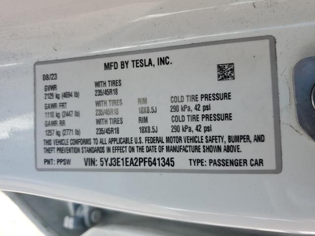2023 TESLA MODEL 3 5YJ3E1EA2PF641345