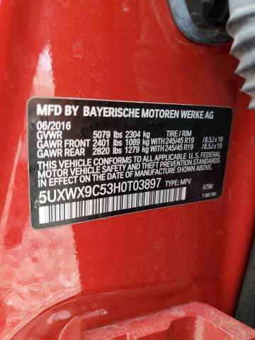 2017 BMW X3 XDRIVE2 5UXWX9C53H0T03897