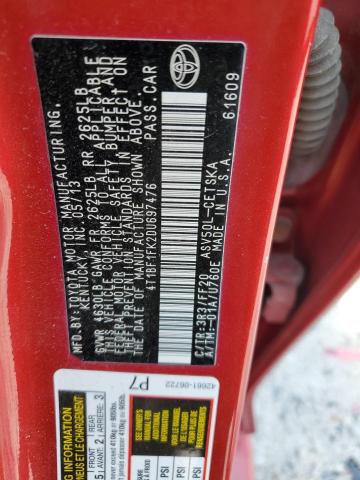 2013 TOYOTA CAMRY L - 4T1BF1FK2DU697476