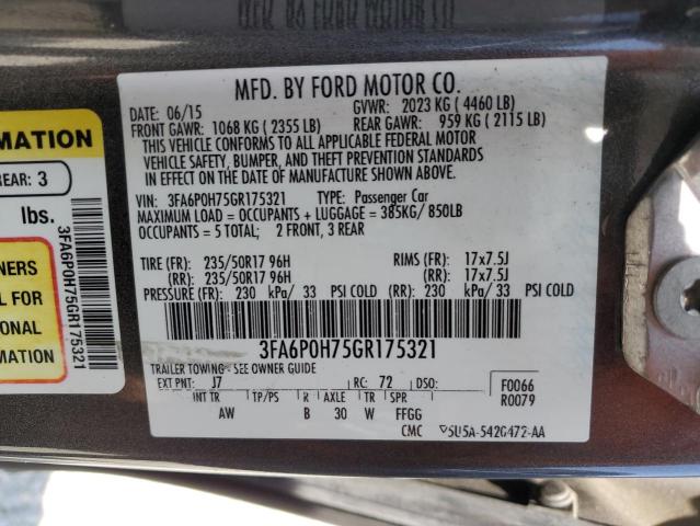 2016 FORD FUSION SE - 3FA6P0H75GR175321