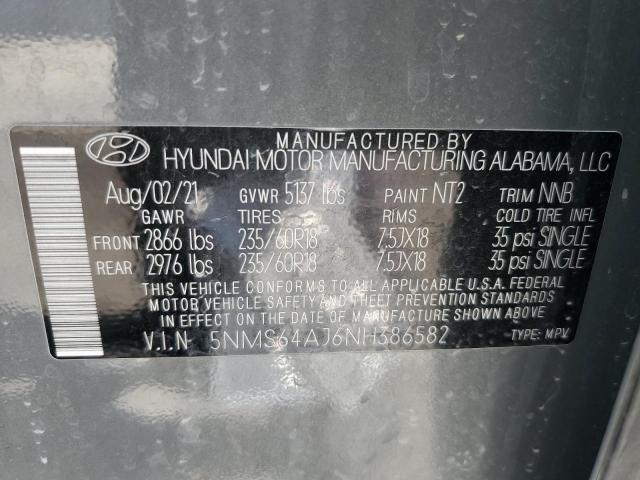 5NMS64AJ6NH386582 2022 HYUNDAI SANTA FE