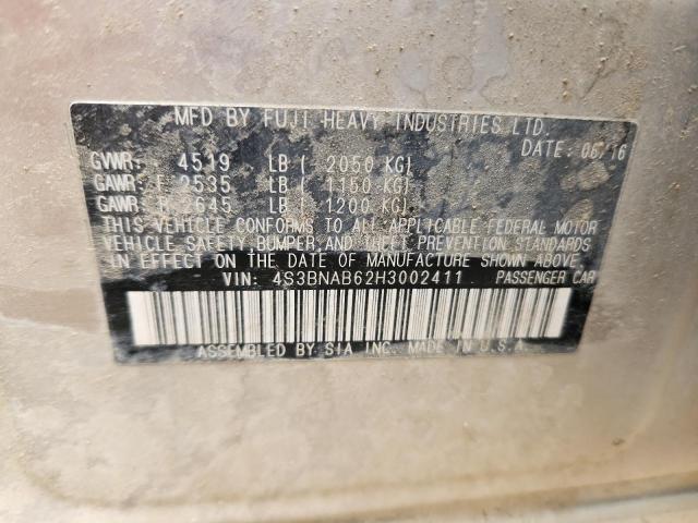 2017 SUBARU LEGACY 2.5 4S3BNAB62H3002411