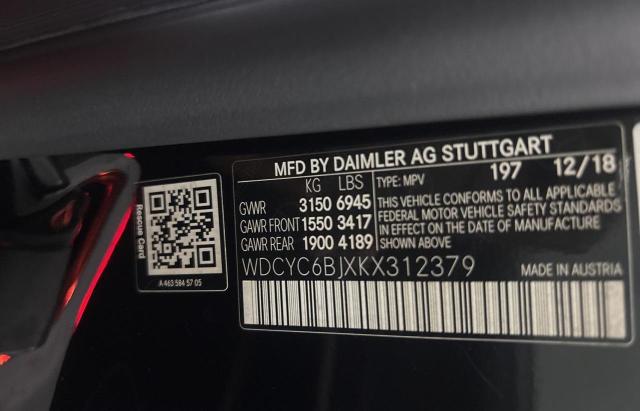 2019 MERCEDES-BENZ G 550 WDCYC6BJXKX312379