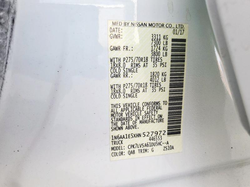2017 NISSAN TITAN SV 1N6AA1E5XHN527972