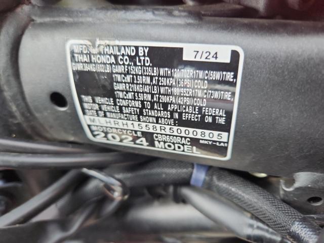 2024 HONDA CBR650 R MLHRH1558R5000805