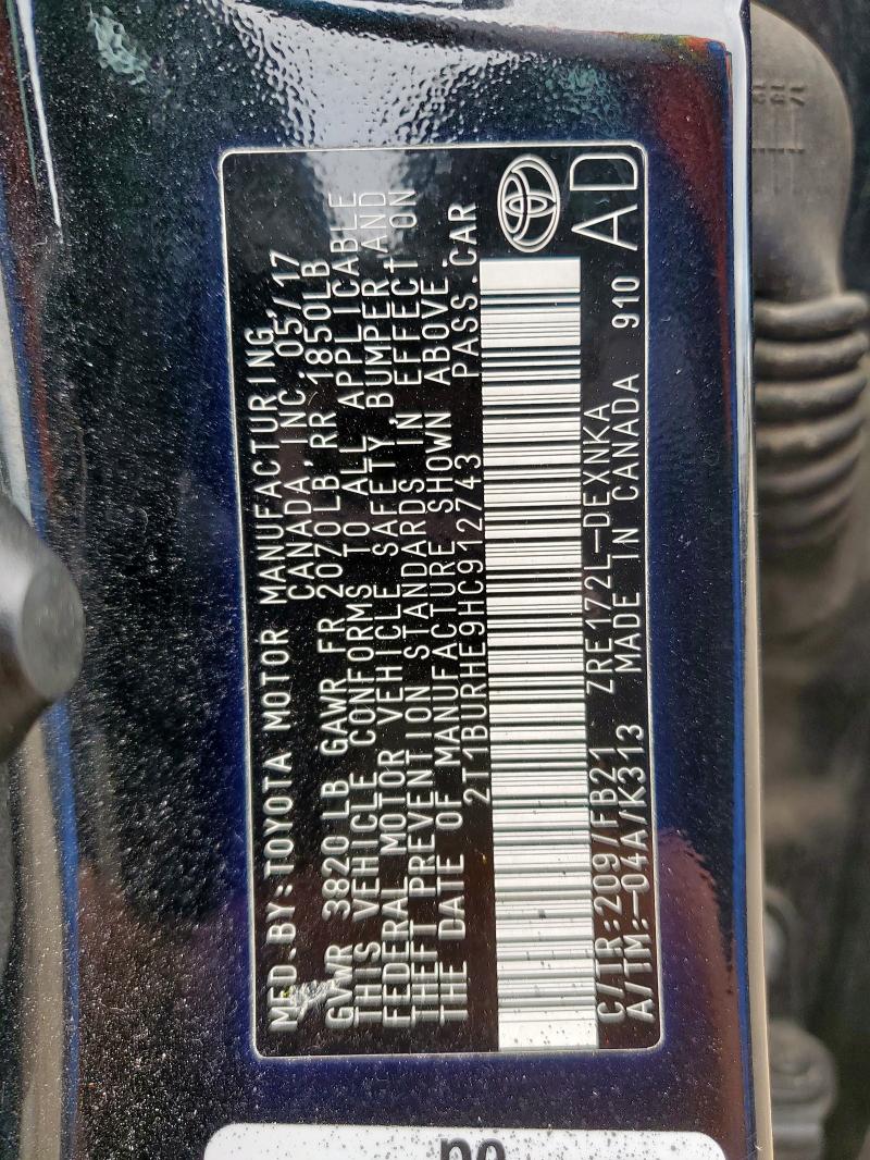 2017 TOYOTA COROLLA L - 2T1BURHE9HC912743
