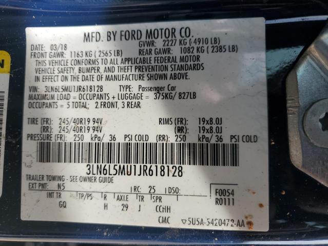2018 LINCOLN MKZ HYBRID - 3LN6L5MU1JR618128