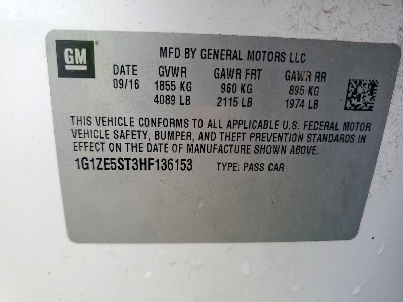 2017 CHEVROLET MALIBU LT 1G1ZE5ST3HF136153