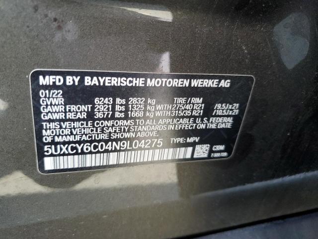 2022 BMW X6 XDRIVE4 - 5UXCY6C04N9L04275