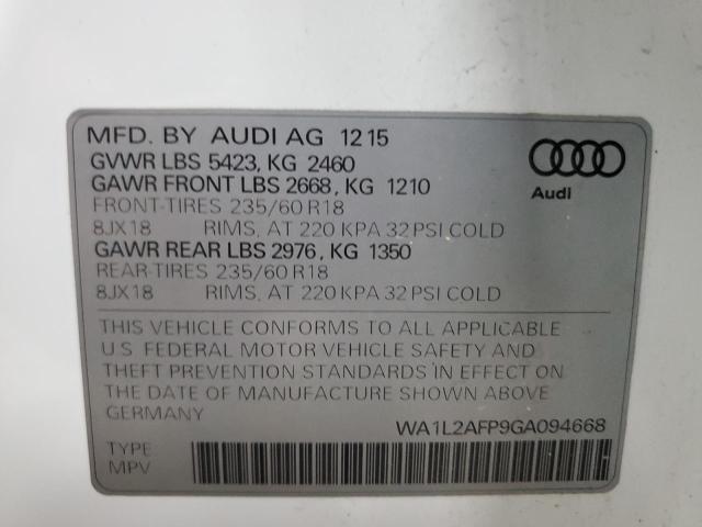 2016 AUDI Q5 PREMIUM WA1L2AFP9GA094668