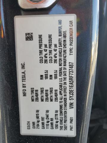 2024 TESLA MODEL 3 5YJ3E1EA5RF737487