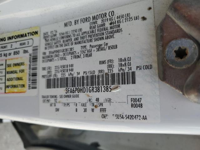 2016 FORD FUSION SE - 3FA6P0HD1GR381385