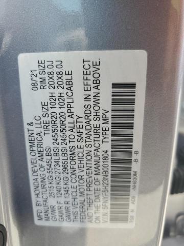 2022 HONDA PILOT SE 5FNYF5H23NB001804