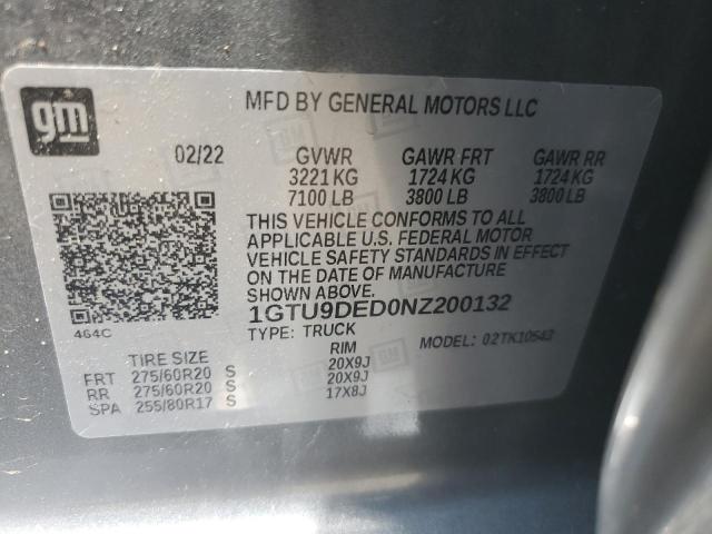 2022 GMC SIERRA LIM 1GTU9DED0NZ200132