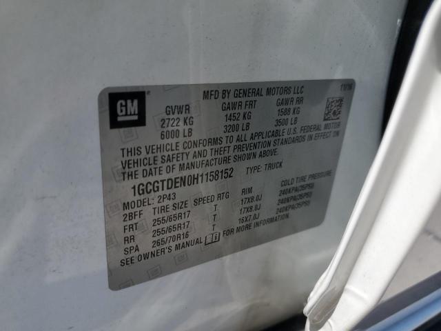 2017 CHEVROLET COLORADO Z71 1GCGTDEN0H1158152