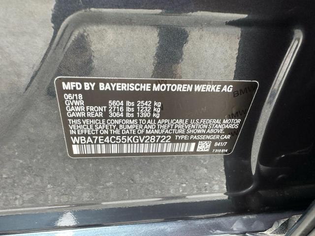 2019 BMW 740 XI WBA7E4C55KGV28722