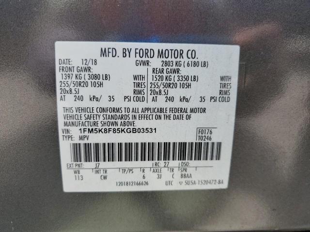2019 FORD EXPLORER L - 1FM5K8F85KGB03531