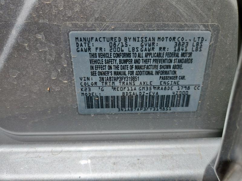 2015 NISSAN SENTRA S 3N1AB7AP3FY319851