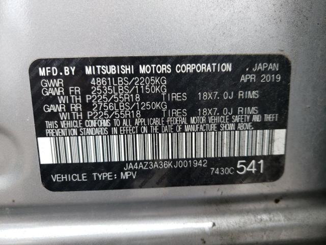 2019 MITSUBISHI OUTLANDER JA4AZ3A36KJ001942