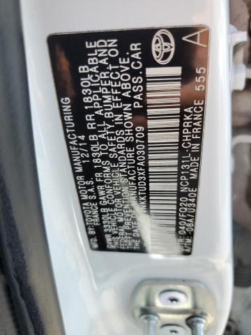 2015 TOYOTA YARIS VNKKTUD3XFA030709