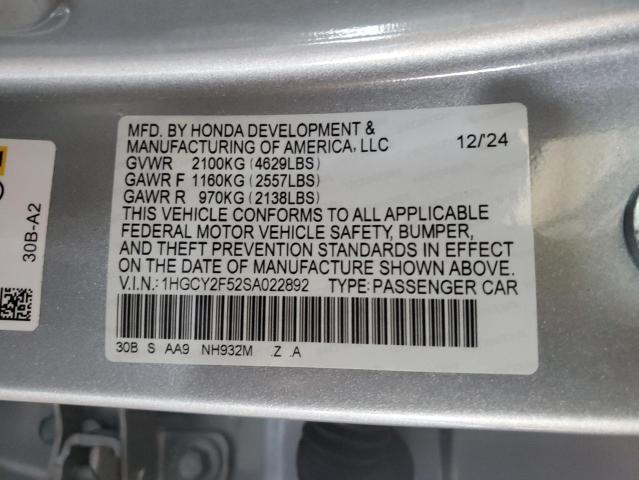 2025 HONDA ACCORD HYB 1HGCY2F52SA022892