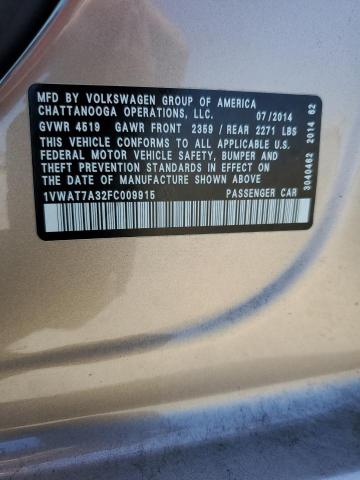2015 VOLKSWAGEN PASSAT S - 1VWAT7A32FC009915